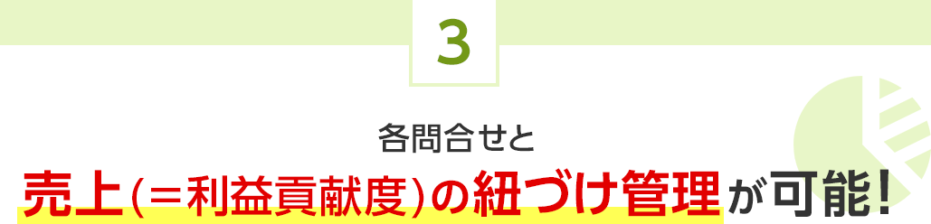 3.各問合せと売上(=利益貢献度)の紐づけ管理が可能！