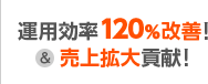 運用効率120%改善！売上拡大貢献！