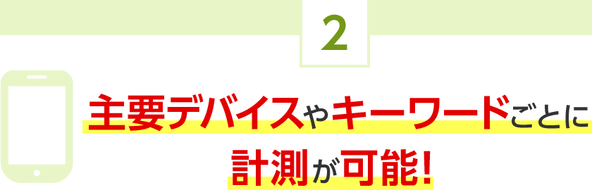 2.主要デバイスやキーワードごとに計測が可能！